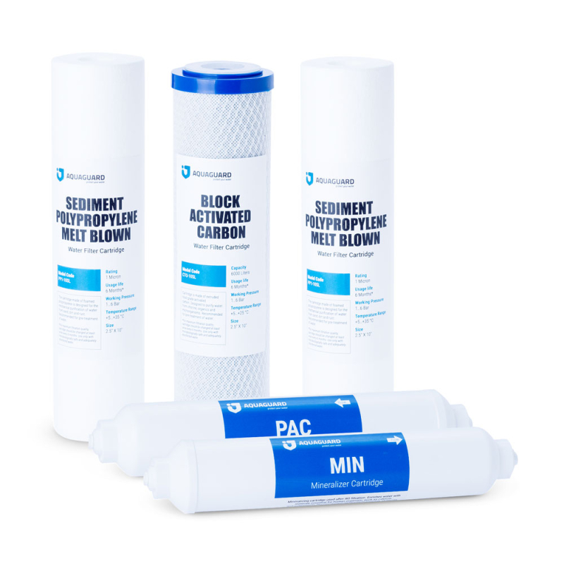 Комплект AQUAGUARD из 5 картриджей для осмоса с минерализатором