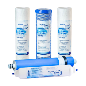 Комплект картриджей для Aqualine-RO-5 + мембрана