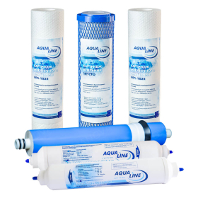 Комплект картриджей для Aqualine-RO-6 + мембрана