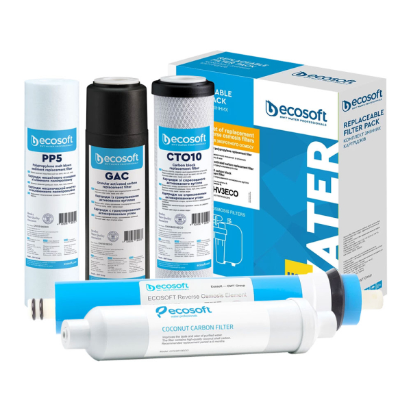 Комплект Ecosoft Absolute из 5 картриджей для осмоса с мембраной