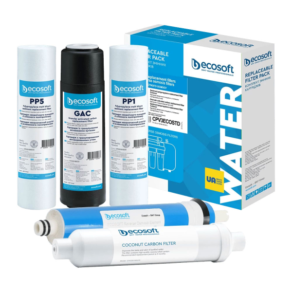 Комплект Ecosoft Standart из 5 картриджей для осмоса с мембраной