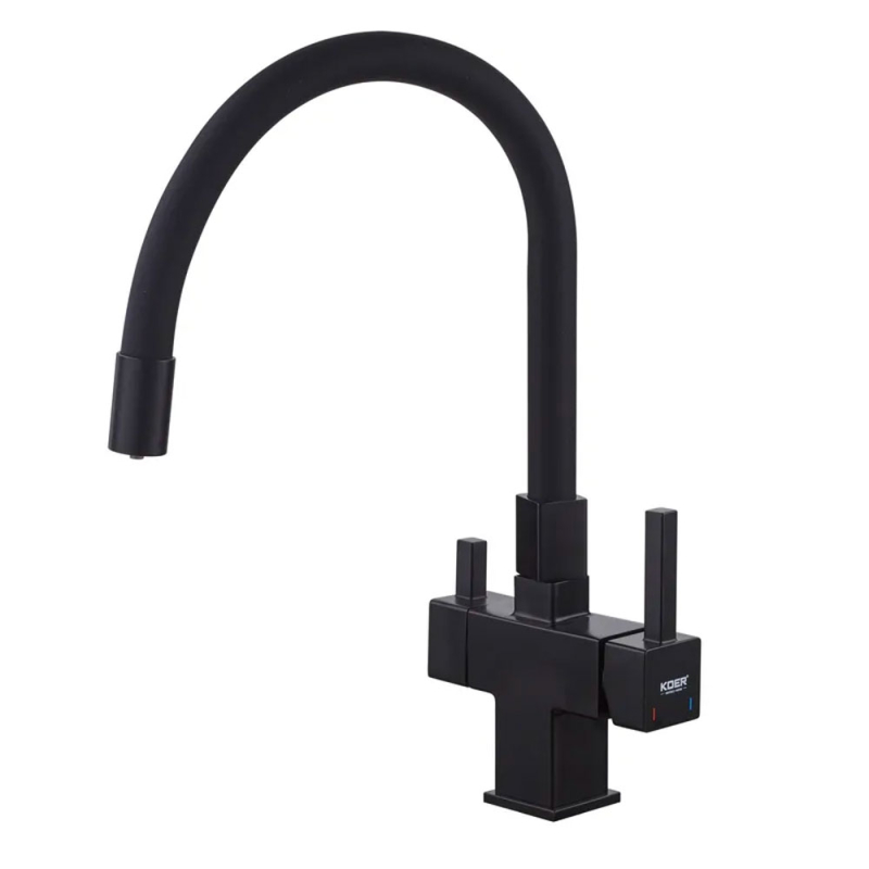 Кран-смеситель для кухни KOER KB-72023-05 "Черный" с выходом для питьевой воды