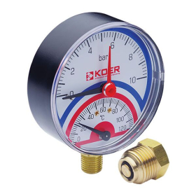 Термо-Манометр радиальный KOER KM.801R D=80мм (0-10 bar)