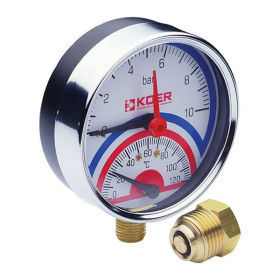 Термо-Манометр радиальный KOER KM.821R D=80мм (0-10 bar)