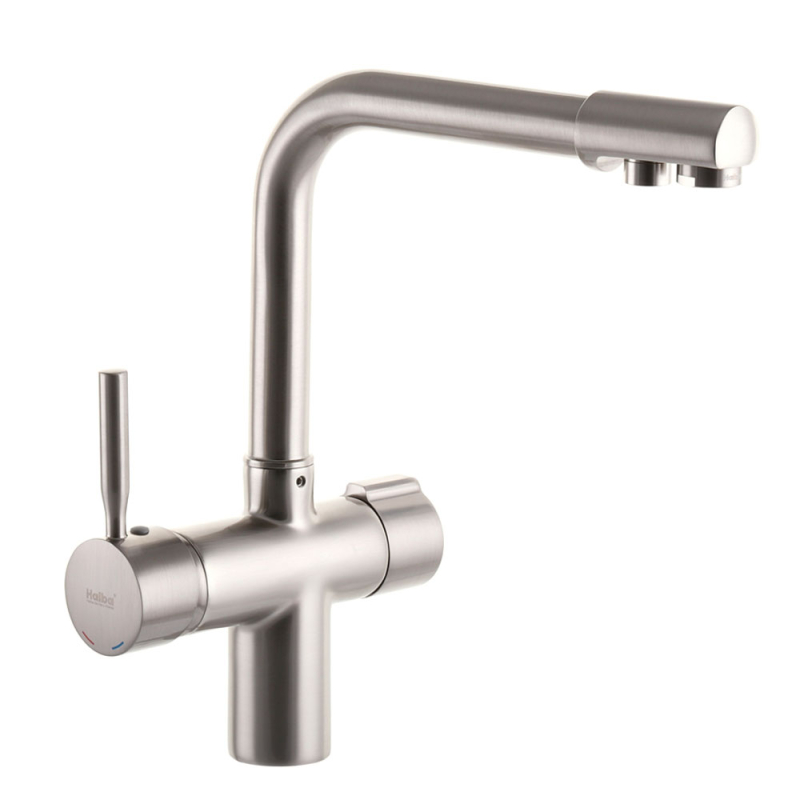 Смеситель для кухни HAIBA Hans 021 "Нерж. сталь" с вых. для питьевой воды 