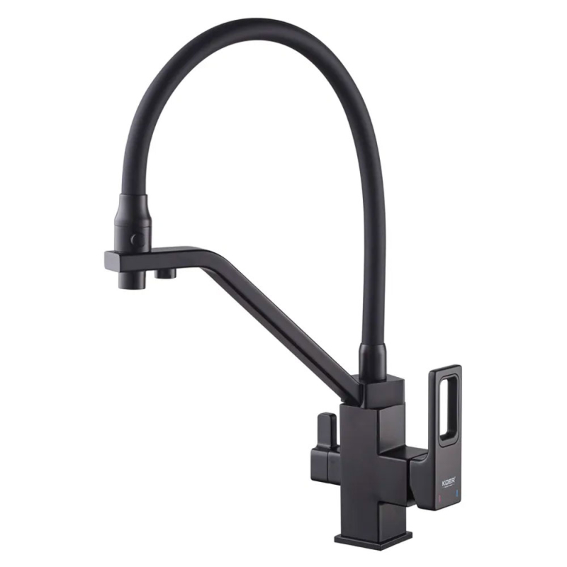 Смеситель для кухни KOER KB-72009-05 "Черный" с выходом для питьевой воды